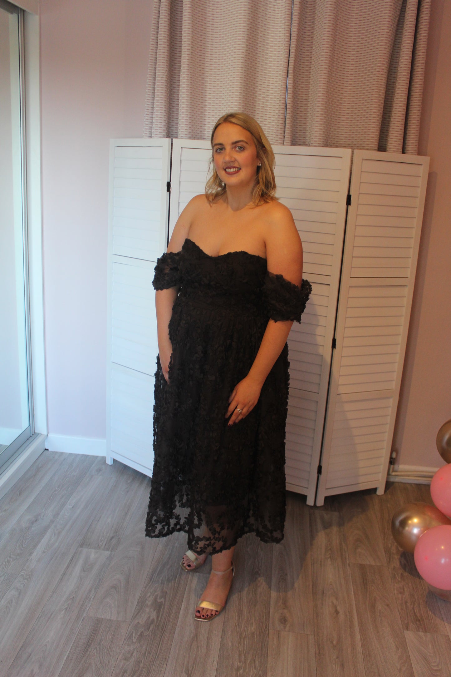 TRUE DECADENCE Amelia Dark Chocolate Bardot Bust Cup Midi Dress