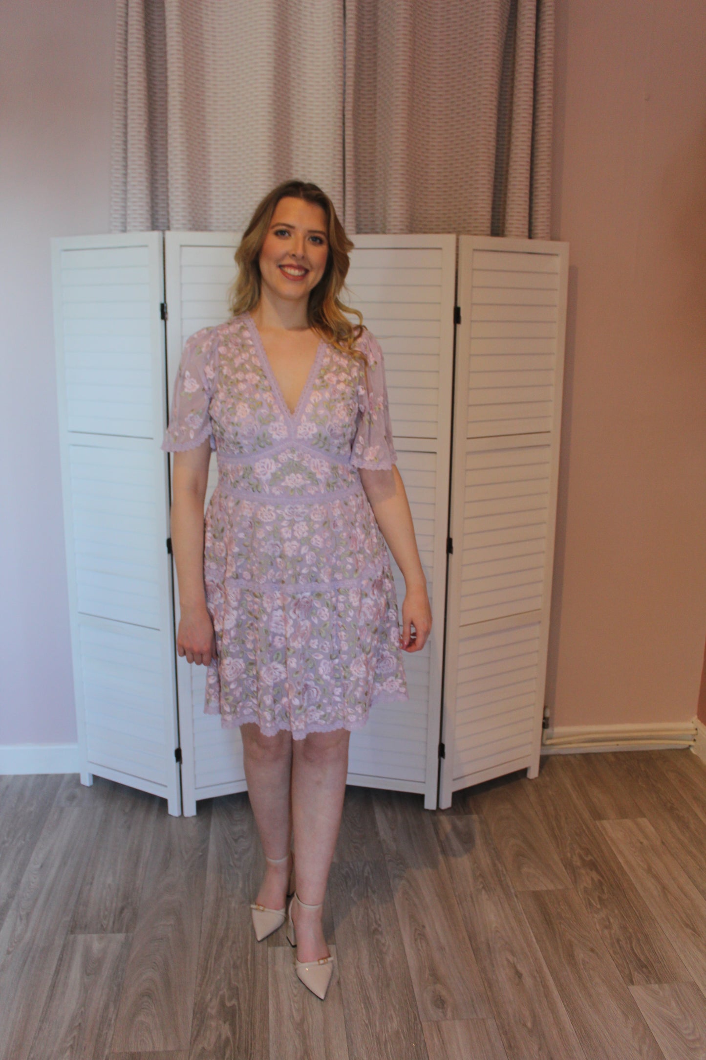NEEDLE & THREAD Lavender Rose Micro Mini Dress in Purple