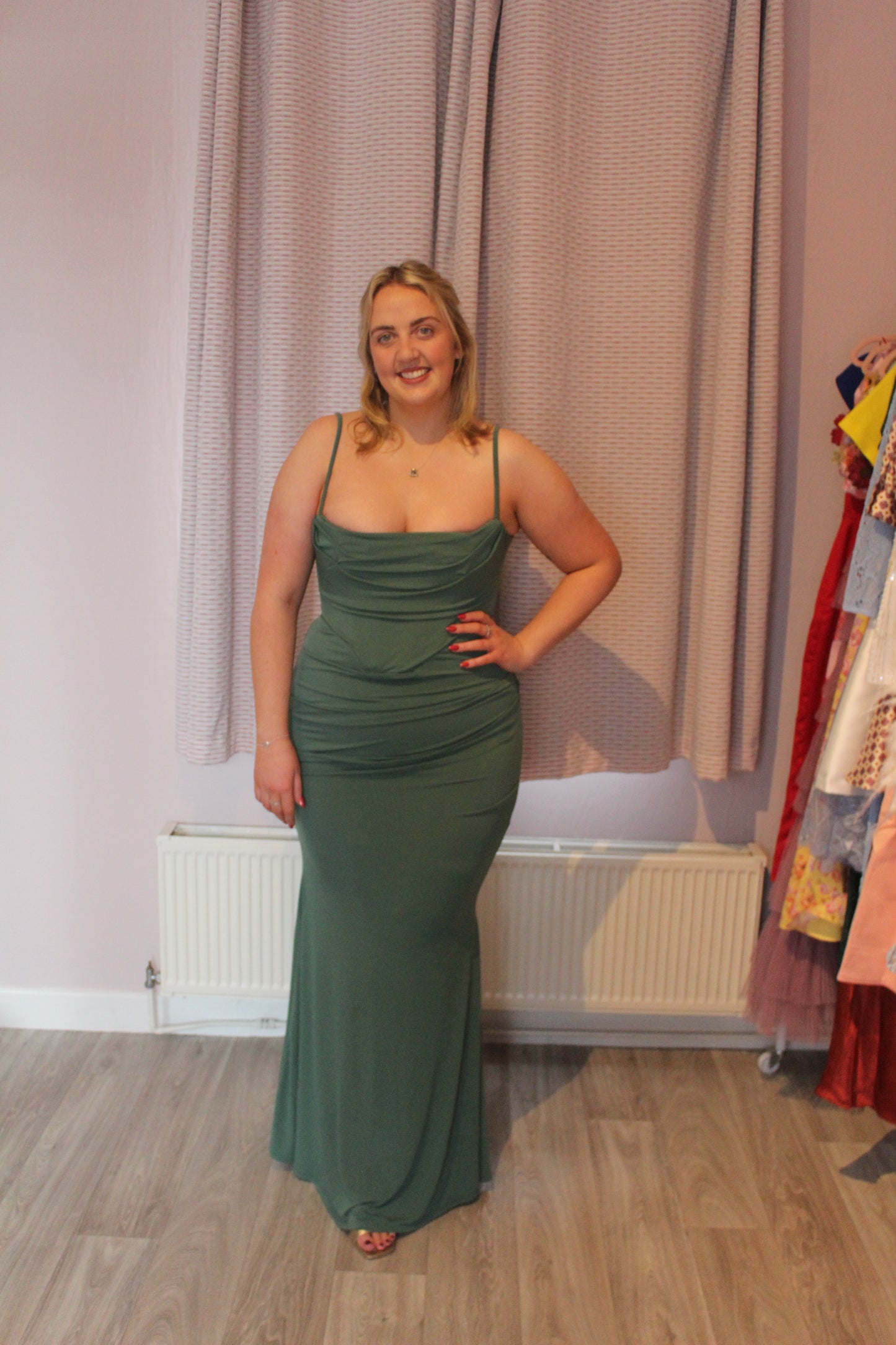 HOUSE OF CB Milena Corset Maxi Dress in Forest