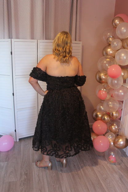 TRUE DECADENCE Amelia Dark Chocolate Bardot Bust Cup Midi Dress