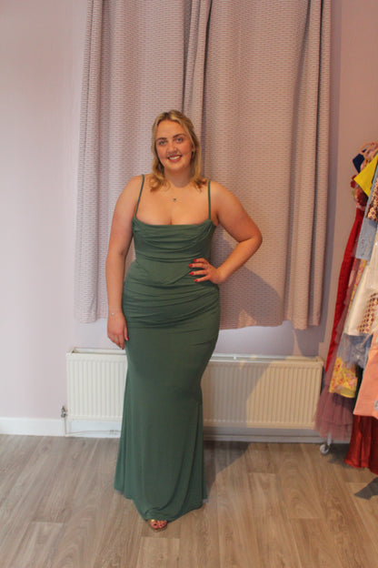 HOUSE OF CB Milena Corset Maxi Dress in Forest