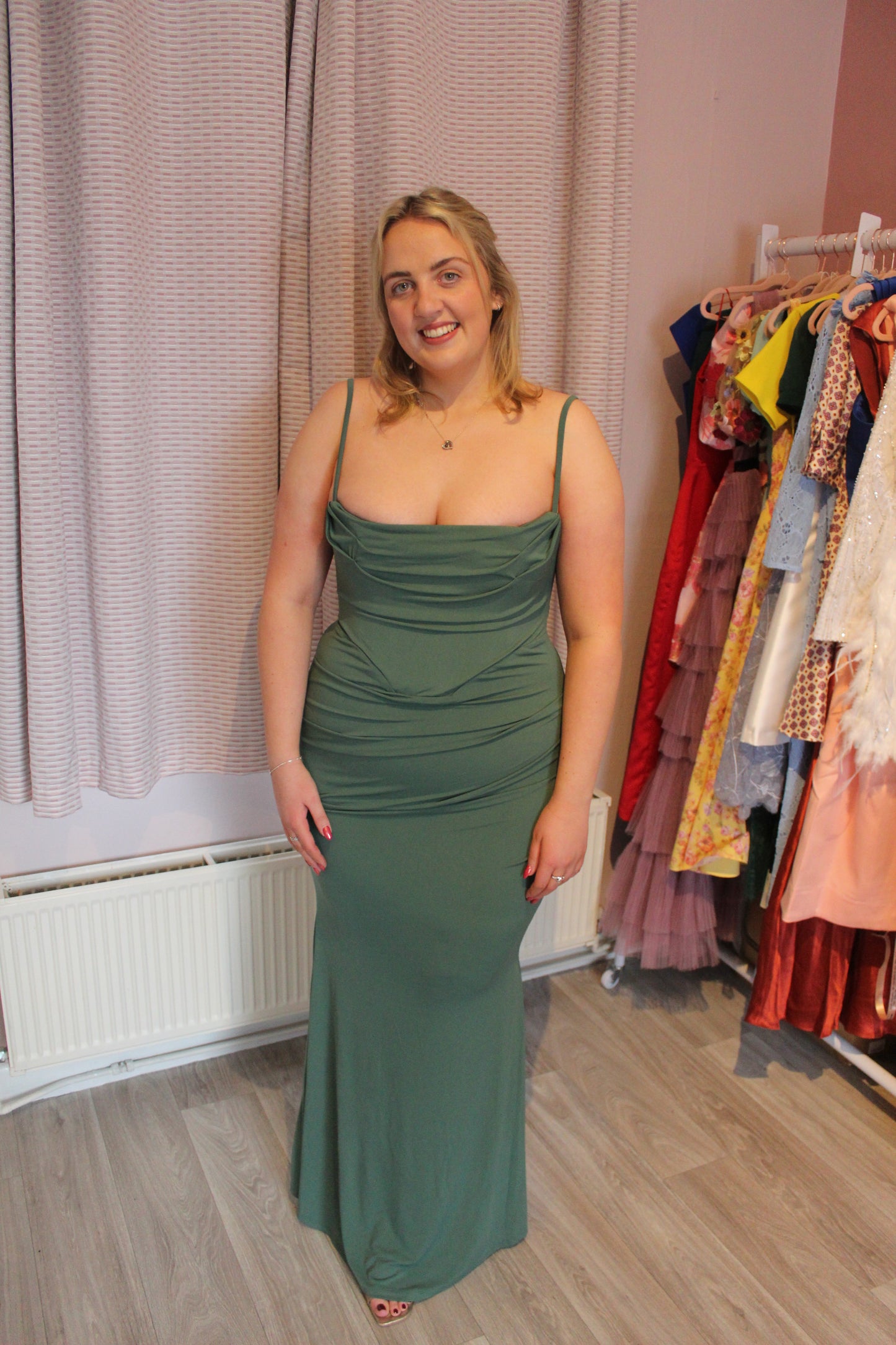 HOUSE OF CB Milena Corset Maxi Dress in Forest