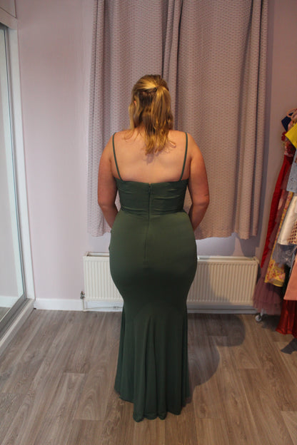 HOUSE OF CB Milena Corset Maxi Dress in Forest